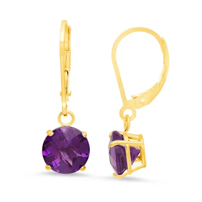 Max + Stone Solid 10k Yellow Or White Gold 8mm Gemstone Dangle Earrings In Black