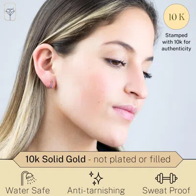Max + Stone 10k Yellow Or White Gold 12mm Small Natural Gemstone Huggie Hoop Earrings In Multi