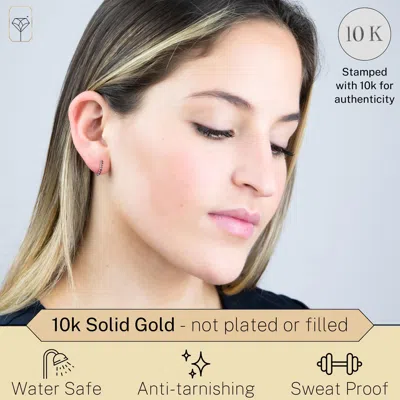 Max + Stone 10k Yellow Or White Gold 12mm Small Natural Gemstone Huggie Hoop Earrings In Pink