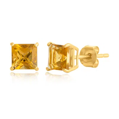 Max + Stone 10k Yellow Or White Gold 5mm Princess Cut Gemstone Stud Earrings