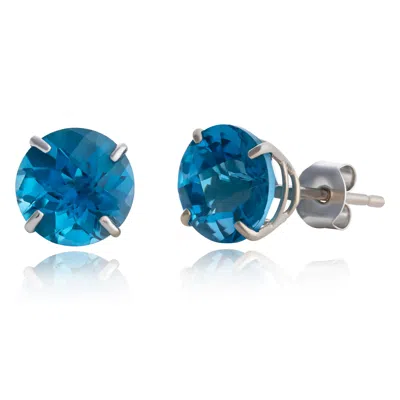 Max + Stone 10k Yellow Or White Gold 8mm Round Cut Gemstone Birthstone Stud Earrings In Blue