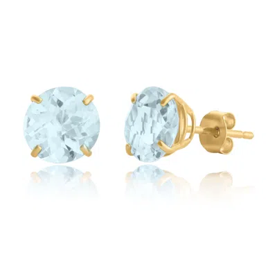 Max + Stone 10k Yellow Or White Gold 8mm Round Cut Gemstone Birthstone Stud Earrings In Multi