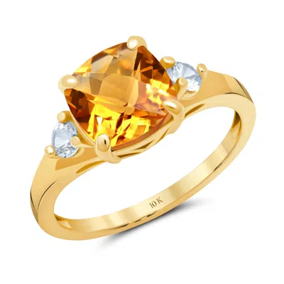 Max + Stone 10k Yellow Or White Gold Cushion Cut Gemstone Three Stone Ring