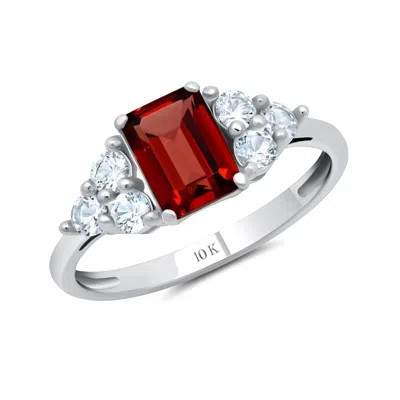Max + Stone 10k Yellow Or White Gold Gemstone Emerald Cut Birthstone Anniversary Ring In Metallic