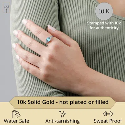 Max + Stone 10k Yellow Or White Gold Gemstone Emerald Cut Birthstone Anniversary Ring In Multi