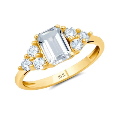Max + Stone 10k Yellow Or White Gold Gemstone Emerald Cut Birthstone Anniversary Ring In Multi