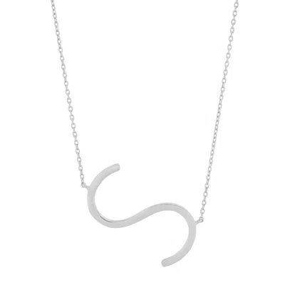 Max + Stone Solid 10k Yellow Or White Gold Initial Pendant Necklace 16-18 Inch Cable Chain In Metallic