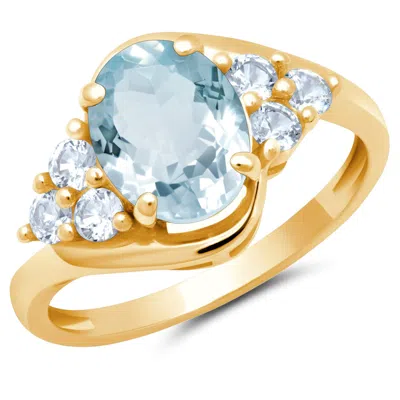 Max + Stone 10k Yellow Or White Gold Oval Cut Gemstone Sunburst Halo Ring In Blue