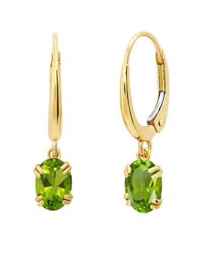 Max + Stone Maxcolor 14k 1.04 Ct. Tw. Peridot Dangle Earrings In Gold