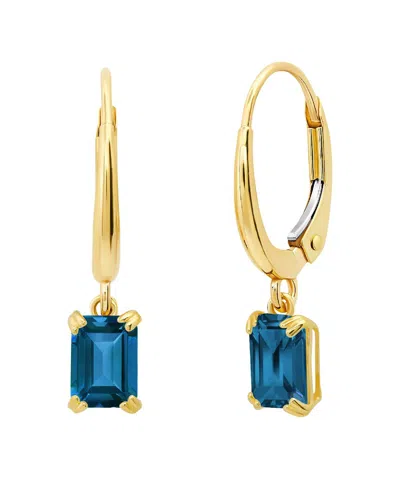 Max + Stone Maxcolor 14k 1.29 Ct. Tw. Londen Blue Topaz Dangle Earrings In Gold