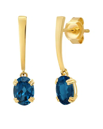Max + Stone 14k 1.65 Ct. Tw. Londen Blue Topaz Dangle Earrings In Gold