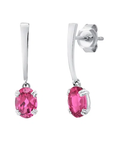 Max + Stone 14k 1.80 Ct. Tw. Created Pink Sapphire Dangle Earrings In Metallic