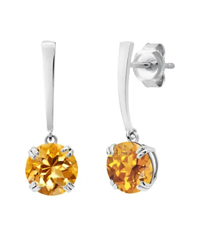 Max + Stone Maxcolor 14k 2.03 Ct. Tw. Citrine Dangle Earrings In White