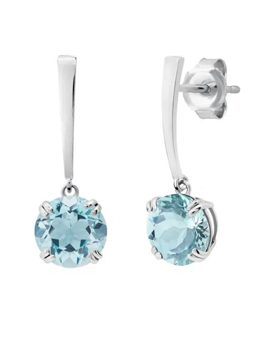 Max + Stone Maxcolor 14k 2.05 Ct. Tw. Aquamarine Dangle Earrings In Metallic