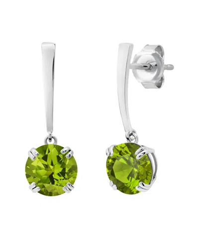 Max + Stone Maxcolor 14k 2.26 Ct. Tw. Peridot Dangle Earrings In White