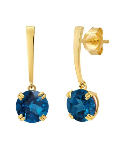 Max + Stone Maxcolor 14k 2.70 Ct. Tw. Londen Blue Topaz Dangle Earrings In Gold
