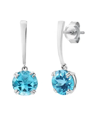 Max + Stone 14k 2.75 Ct. Tw. Swiss Blue Topaz Dangle Earrings In White