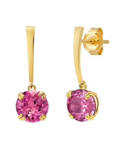 Max + Stone 14k 3.00 Ct. Tw. Created Pink Sapphire Dangle Earrings In Gold