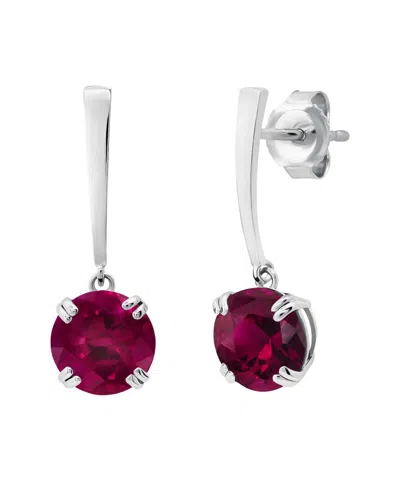 Max + Stone 14k 3.22 Ct. Tw. Created Ruby Dangle Earrings In Metallic