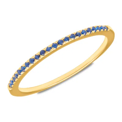 Max + Stone 14k Gold Vermeil Birthstone 1mm Cubic Zirconia Ring In Blue