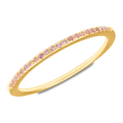 Max + Stone 14k Gold Vermeil Birthstone 1mm Cubic Zirconia Ring In Pink