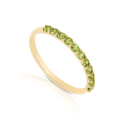 Max + Stone 14k Gold Vermeil Birthstone 2mm Cubic Zirconia Half Eternity Ring In Green