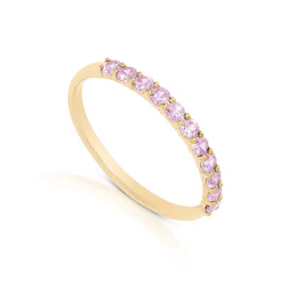 Max + Stone 14k Gold Vermeil Birthstone 2mm Cubic Zirconia Half Eternity Ring In Pink