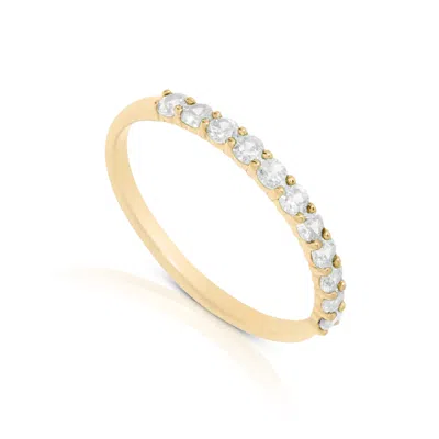 Max + Stone 14k Gold Vermeil Birthstone 2mm Cubic Zirconia Half Eternity Ring In Silver
