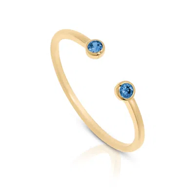 Max + Stone 14k Gold Vermeil Birthstone 2mm Cubic Zirconia Open Bezel Ring In Blue