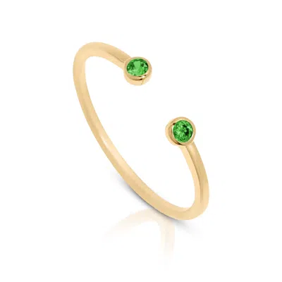 Max + Stone 14k Gold Vermeil Birthstone 2mm Cubic Zirconia Open Bezel Ring In Green