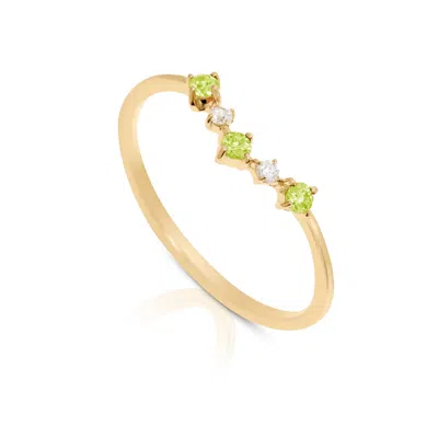 Max + Stone 14k Gold Vermeil Birthstone 2mm Cubic Zirconia Wishbone Ring In Green