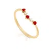 Max + Stone 14k Gold Vermeil Birthstone 2mm Cubic Zirconia Wishbone Ring In Red