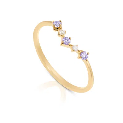 Max + Stone 14k Gold Vermeil Birthstone 2mm Cubic Zirconia Wishbone Ring In Silver