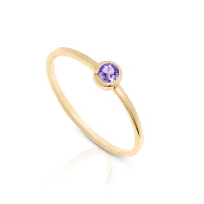 Max + Stone 14k Gold Vermeil Birthstone 3mm Cubic Zirconia Solitaire Ring In Purple
