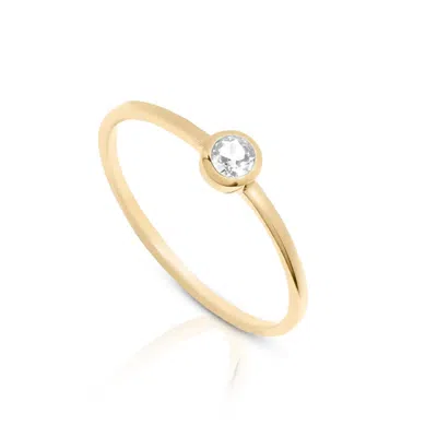 Max + Stone 14k Gold Vermeil Birthstone 3mm Cubic Zirconia Solitaire Ring In Silver