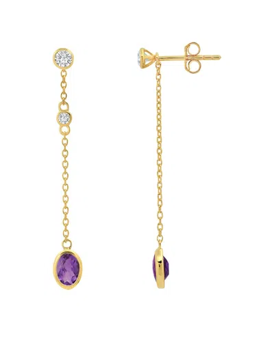 Max + Stone 14k Over Silver 0.50 Ct. Tw. Amethyst Drop Earrings In Gold