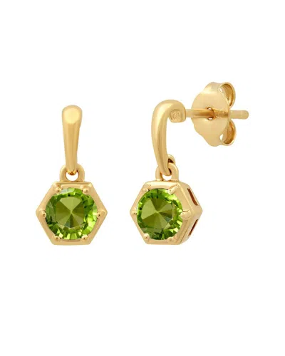Max + Stone Maxcolor 14k Over Silver 0.70 Ct. Tw. Peridot Drop Earrings In Gold