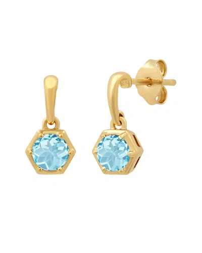 Max + Stone 14k Over Silver 0.70 Ct. Tw. Sky Blue Topaz Drop Earrings In Gold