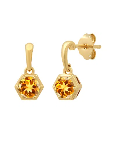 Max + Stone 14k Over Silver 0.75 Ct. Tw. Citrine Drop Earrings In Gold