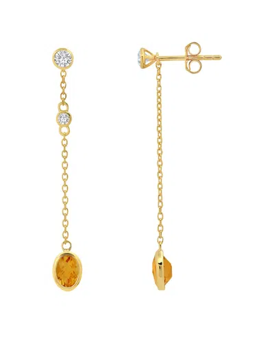 Max + Stone 14k Over Silver 0.80 Ct. Tw. Citrine Drop Earrings In Gold
