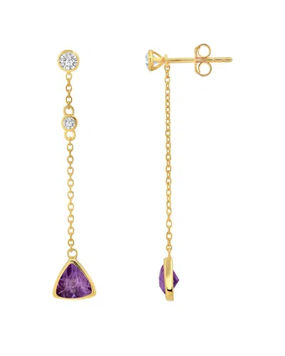 Max + Stone 14k Over Silver 1.00 Ct. Tw. Amethyst Drop Earrings In Gold
