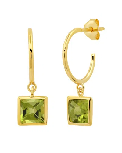 Max + Stone Maxcolor 14k Over Silver 1.00 Ct. Tw. Peridot Half Hoop Earrings In Gold