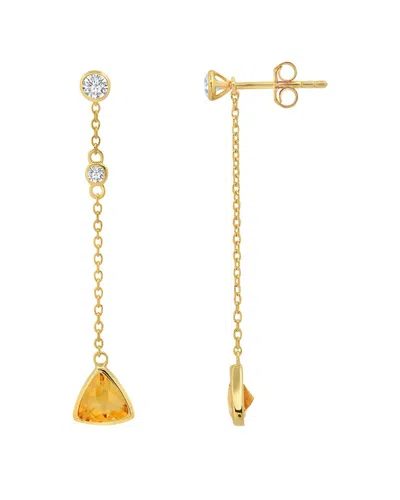 Max + Stone 14k Over Silver 1.10 Ct. Tw. Citrine Drop Earrings In Burgundy