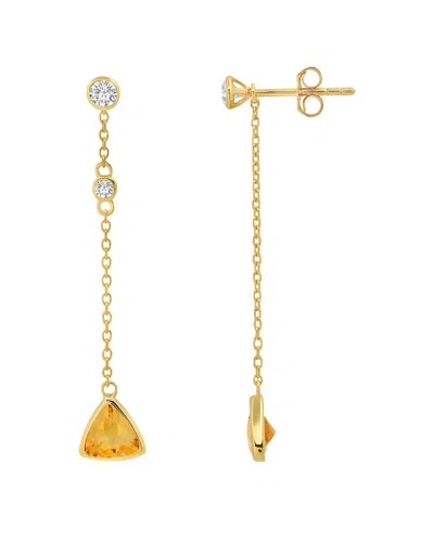 Max + Stone Maxcolor 14k Over Silver 1.10 Ct. Tw. Citrine Drop Earrings In Burgundy