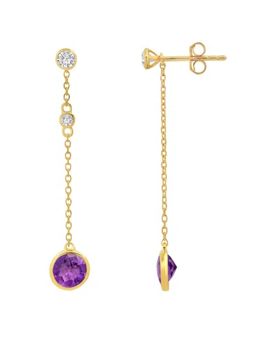 Max + Stone 14k Over Silver 1.40 Ct. Tw. Amethyst Drop Earrings In Gold