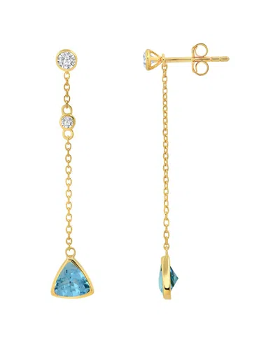 Max + Stone 14k Over Silver 1.40 Ct. Tw. Swiss Blue Topaz Drop Earrings In Gold