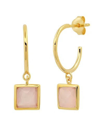 Max + Stone 14k Over Silver 1.60 Ct. Tw. Rose Chalcedony Half Hoop Earrings In Gold