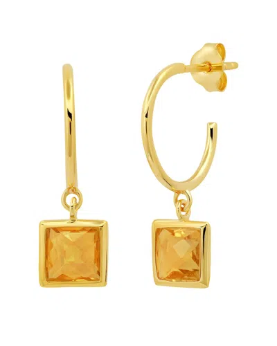 Max + Stone 14k Over Silver 1.70 Ct. Tw. Citrine Half Hoop Earrings In Gold