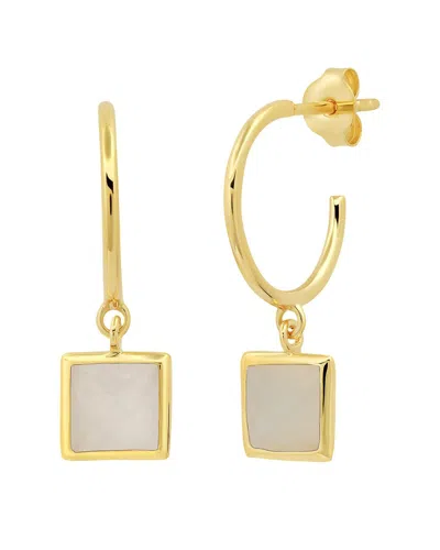 Max + Stone 14k Over Silver 1.70 Ct. Tw. Moon Stone Half Hoop Earrings In Gold