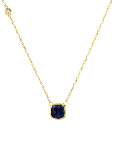 Max + Stone 14k Over Silver 2.10 Ct. Tw. Blue Corundum Necklace In Gold